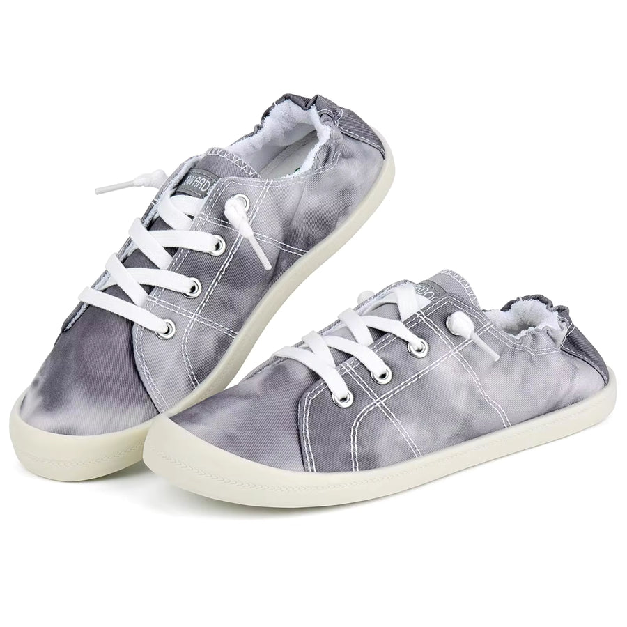 JENN ARDOR Women's Canvas Shoes Low Top Classic Slip-On Soft Memory Foam Sole Sneakers Fashion Arch Support Flats