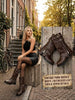 Women's Vintage Distressed Double Buckle Round Toe Mid-Calf Zipper Pant Leg Flat Chunky Heel Boots Punk Autumn Winter Brown Microfiber Plus Size